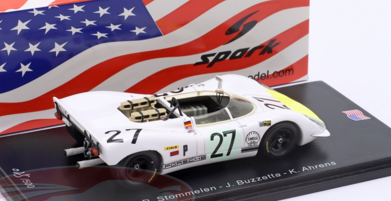 1/43 Spark 1969 Porsche 908/02 #27 3rd 12h Sebring Porsche System Engineering Ltd. Rolf Stommelen, Joe Buzzetta, Kurt Ahrens Car Model