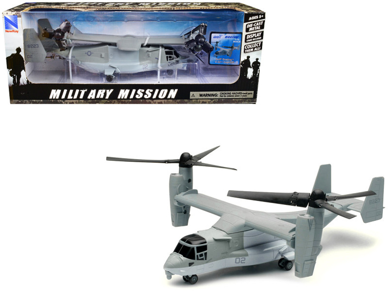 Bell Boeing V-22 Osprey Aircraft #02 Gray "US Air Force" "Military Mission" Series 1/72 Diecast Model by New Ray