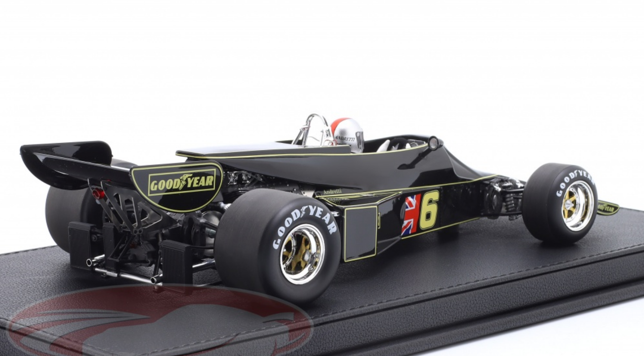 1/18 GP Replicas 1976 Formula 1 Mario Andretti Lotus 77 #6 Brazilian GP Car Model with Driver Figure