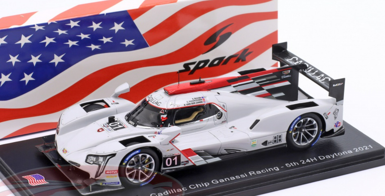 1/43 Spark 2021 Cadillac DPi-V.R #01 5th 24h Daytona Cadillac Chip Ganassi Racing Renger van der Zande, Kevin Magnussen, Scott Dixon Car Model