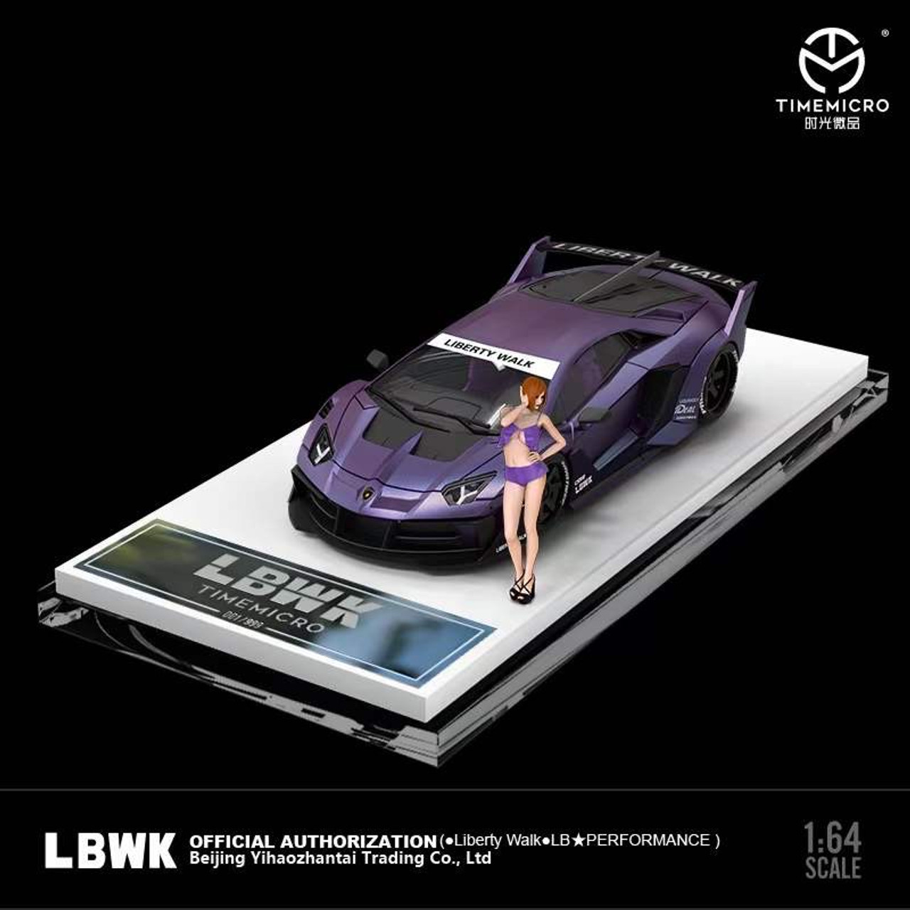 1/64 Time Micro Lamborghini Aventador LP700 GTEVO LBWK (Purple) Car Model with Figure