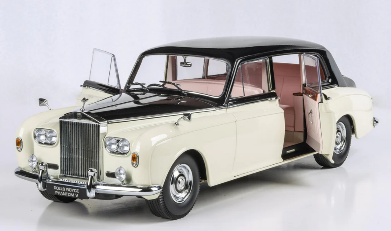 1/18 Paragon 1964 Rolls-Royce Phantom V MPW (Masons Black & Ivory White) Diecast Car Model