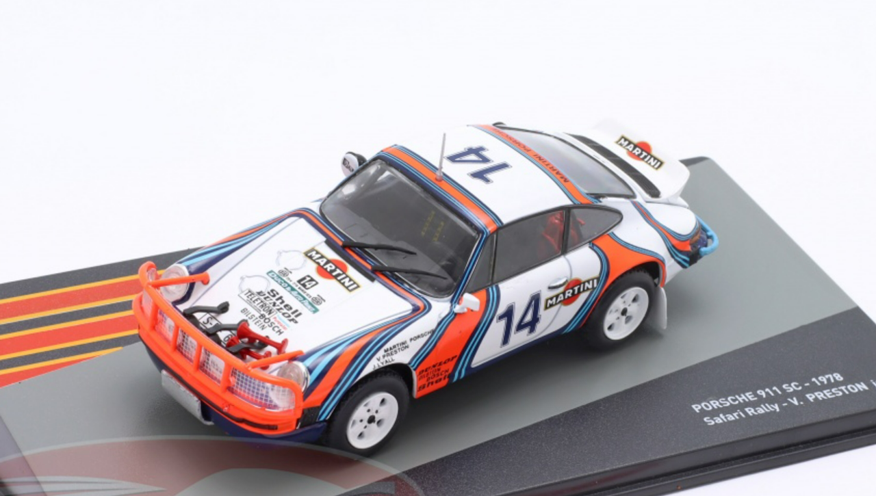 1/43 Altaya 1978 Porsche 911 SC 3.0 #14 2nd Safari Rally Martini Racing Vic  Preston Jr., John Lyall Car Model