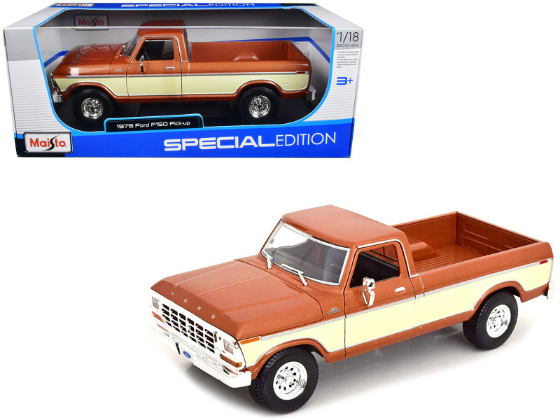 1/18 Maisto 1979 Ford F150 F-150 Pickup (Brown & White) Diecast