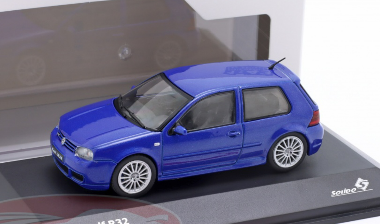 Miniature voiture auto 1:43 solido VW Golf 4 R32 Bleu diecast Modélisme  Static