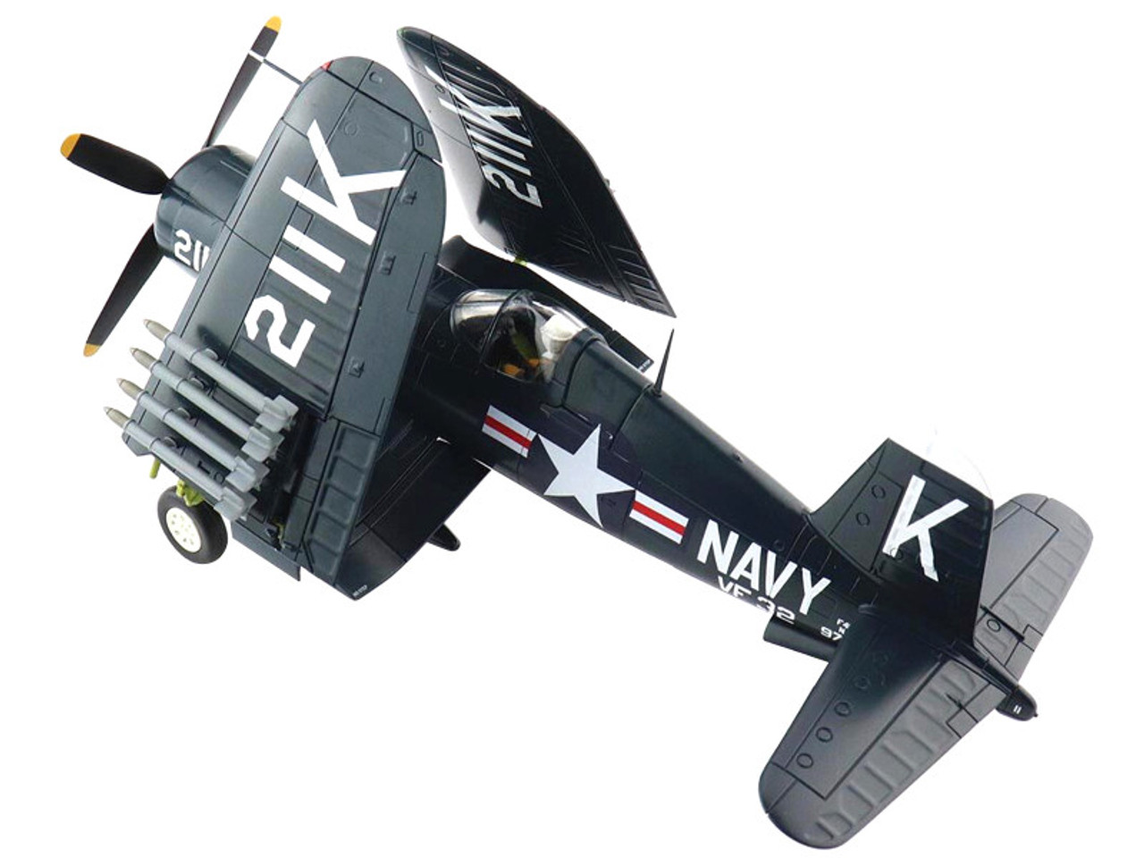 Vought F4U-4 Corsair Fighter Aircraft White 211 "Ensign Jesse L. Brown VF-32 USS Leyte" (4th Dec 1950) "Air Power Series" 1/48 Diecast Model by Hobby Master