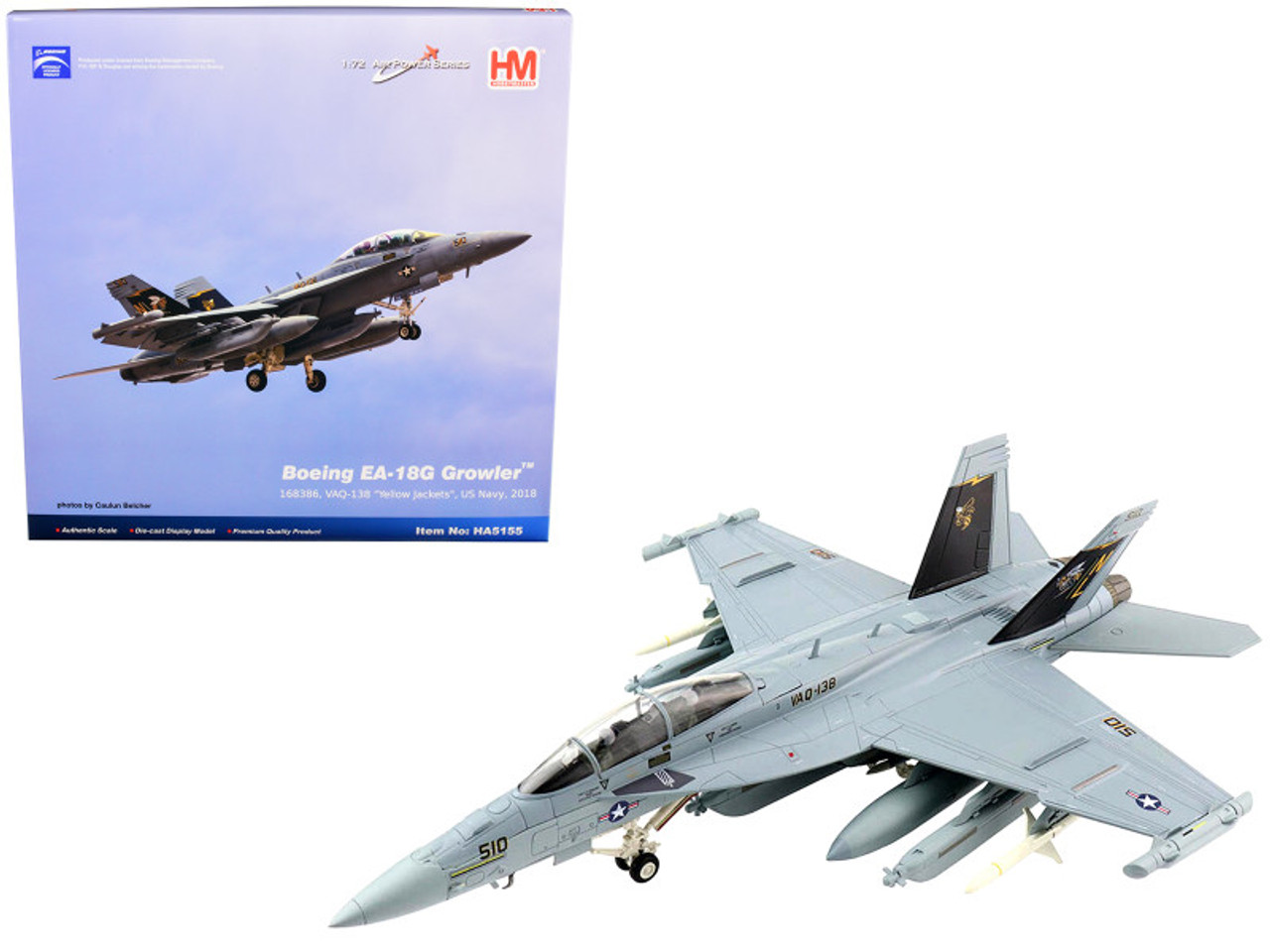 Boeing EA-18G Growler Aircraft "Yellow Jackets" "VAQ-138 US Navy" (2018) "Air Power Series" 1/72 Diecast Model by Hobby Master