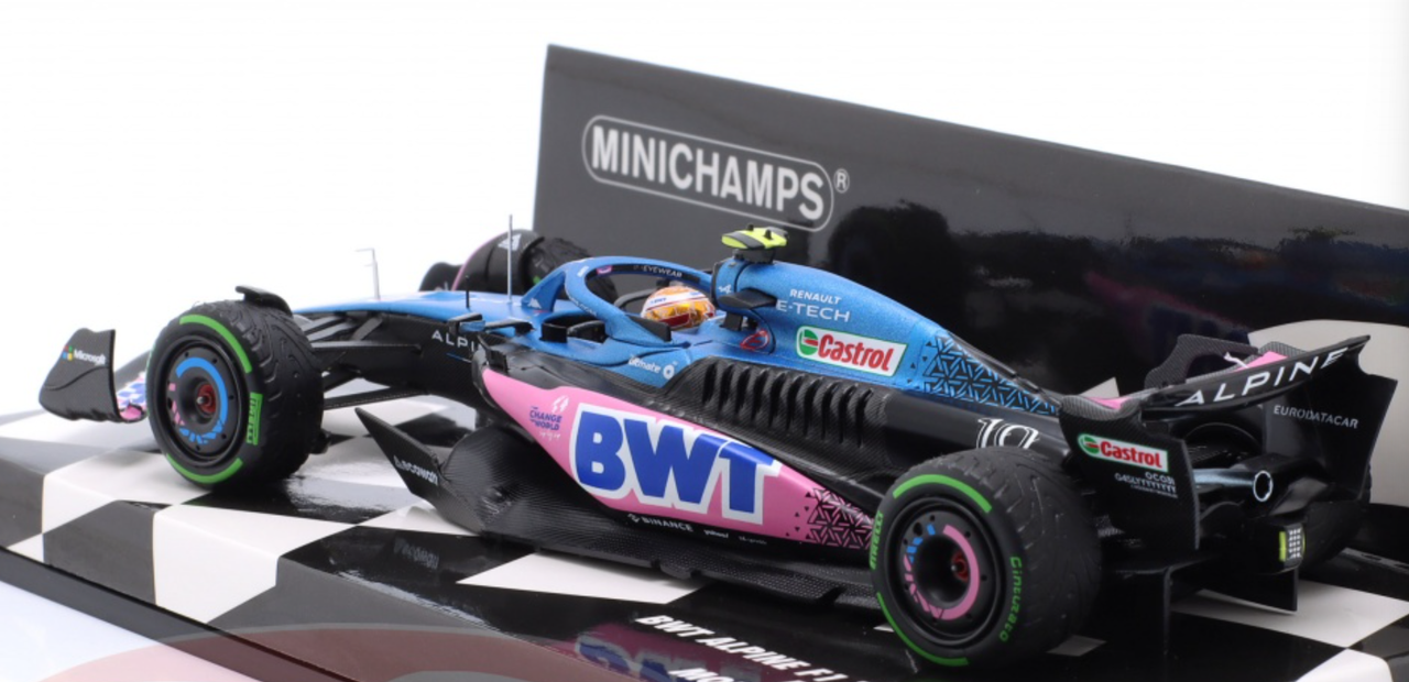 1/43 Minichamps 2023 Formula 1 BWT Alpine A523 Pierre Gasly Monaco GP Car Model