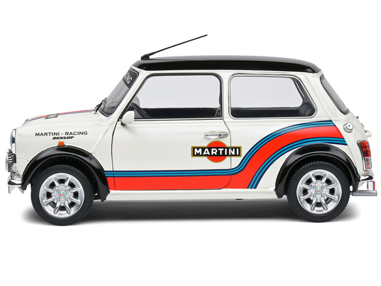 1/18 Solido 1998 Mini Cooper Sport Martini Evocation (White Martini) Diecast Car Model