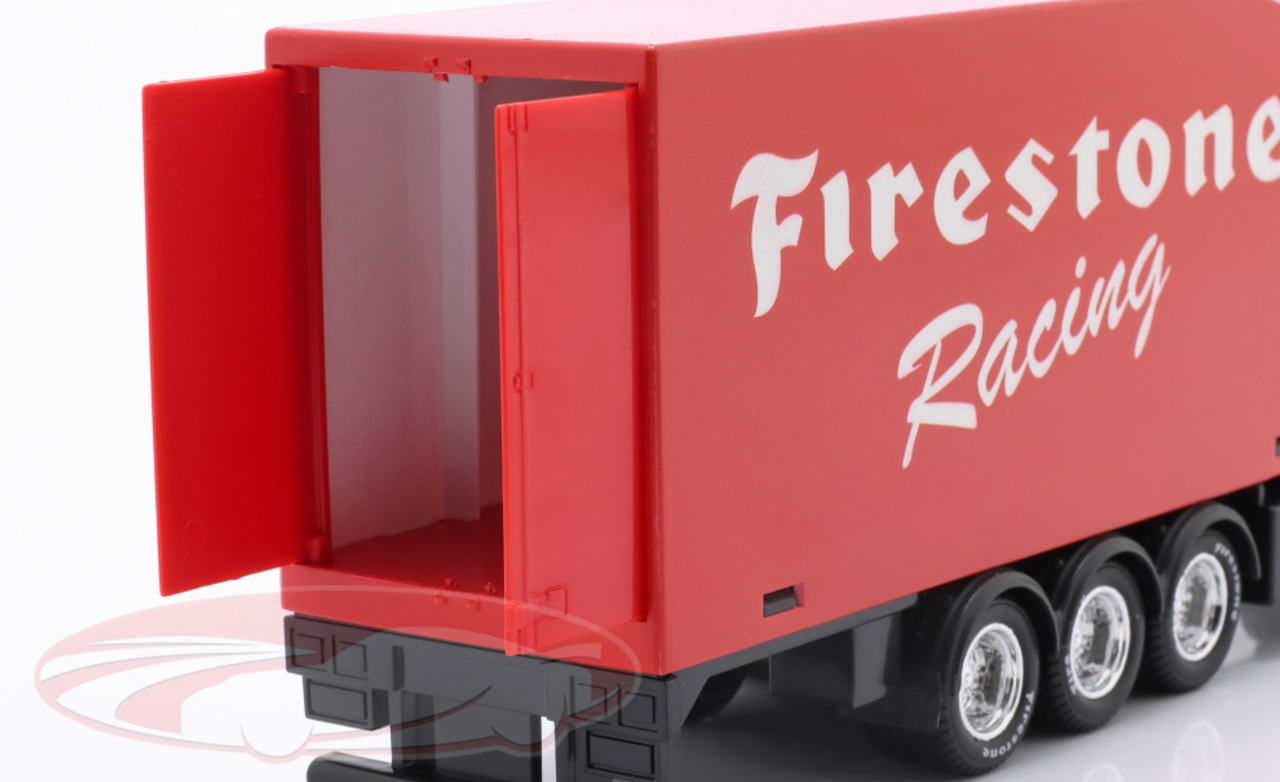 1/43 BBurago Mercedes-Benz Actros Gigaspace with Trailer Firestone Racing Diecast Car Model