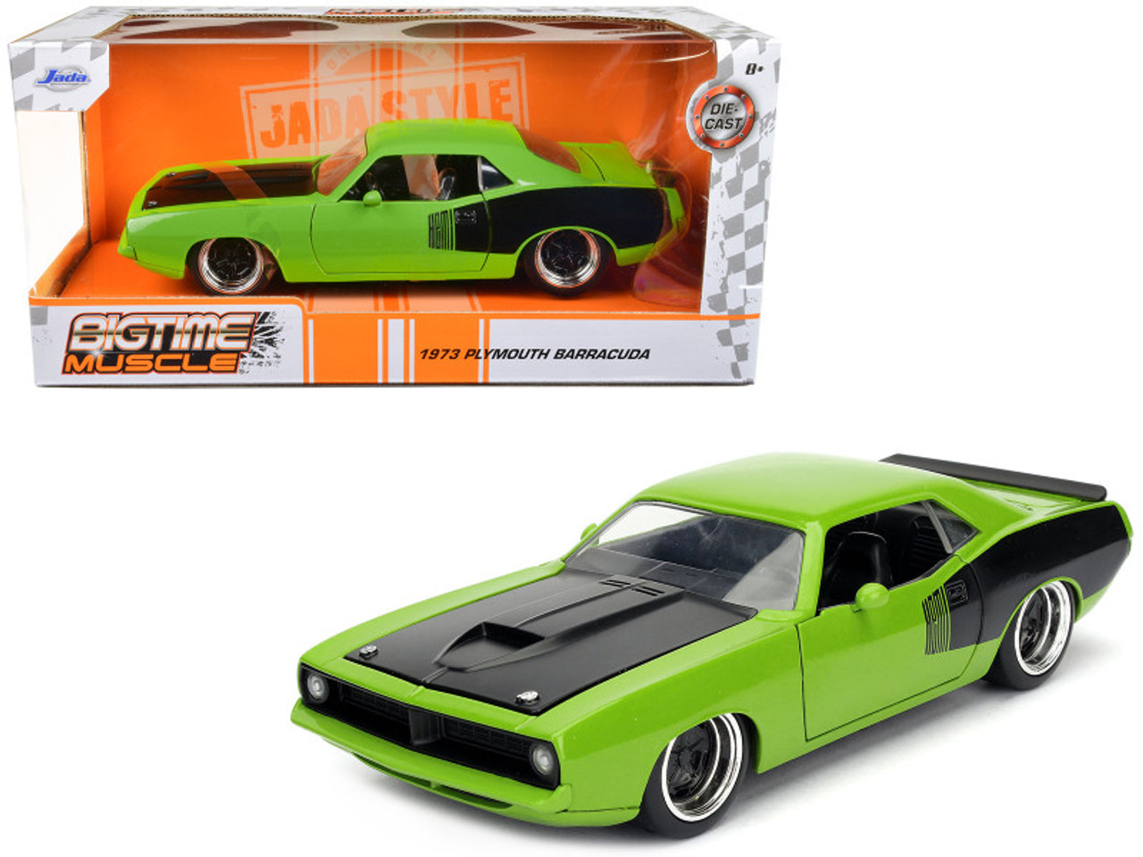 1973 Plymouth Barracuda Green Big Time Muscle 1/24 Diecast Model