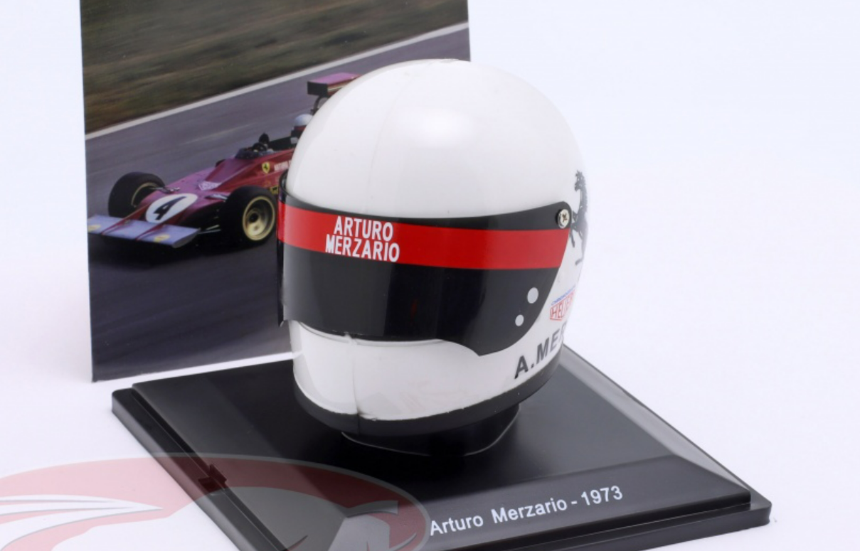 Casque Miniature Arturo Merzario F1 Ferrari 1973 - échelle 1:5 - Neuf Sous Vitrine