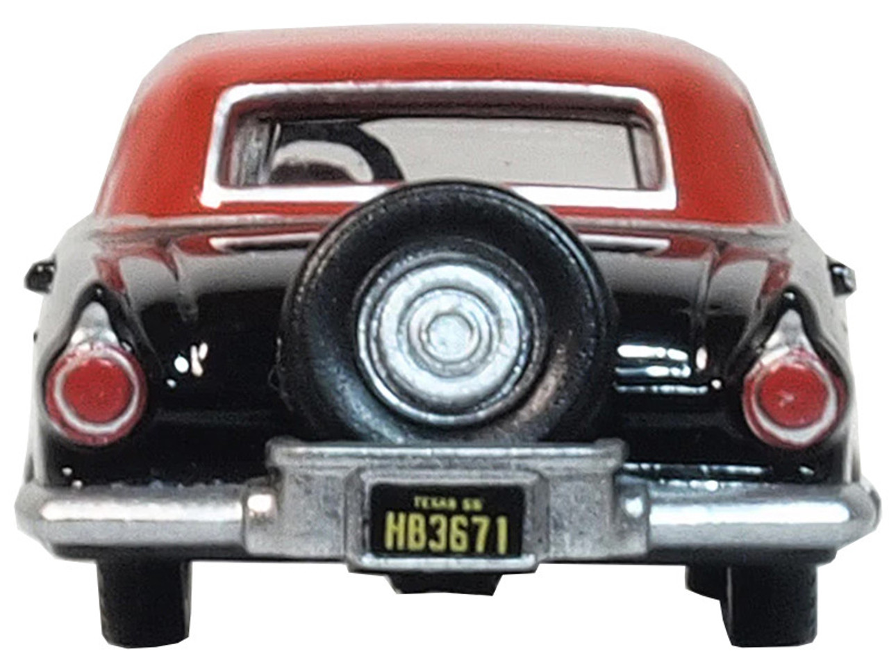 1956 Ford Thunderbird Raven Black with Fiesta Red Top 1/87 (HO) Scale Diecast Model Car by Oxford Diecast