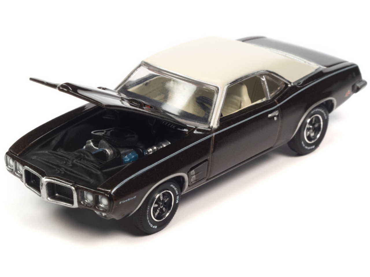 1969 Pontiac Firebird Espresso Brown Metallic with White Top "Vintage Muscle" Limited Edition 1/64 Diecast Model Car by Auto World