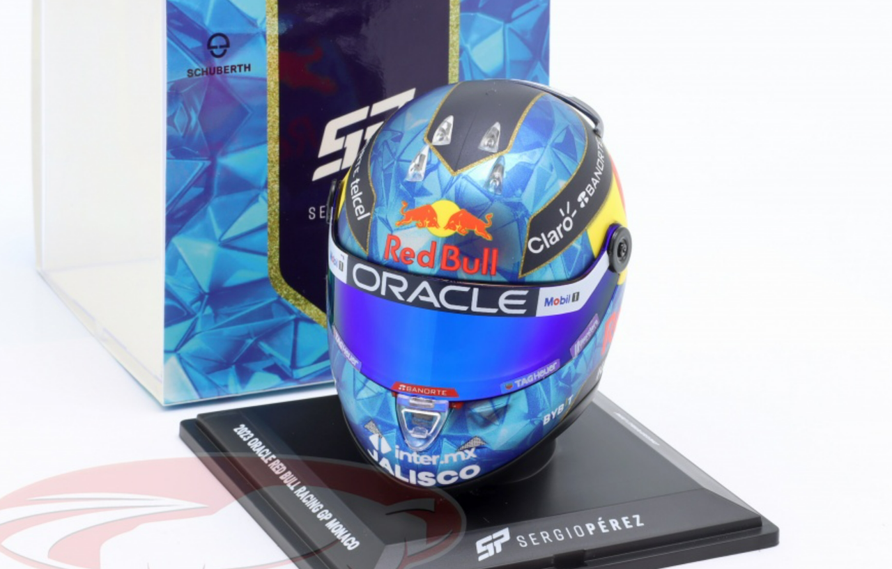 1/4 Schuberth 2023 Formula 1 Sergio Perez Red Bull Racing #11 Monaco GP Helmet Model