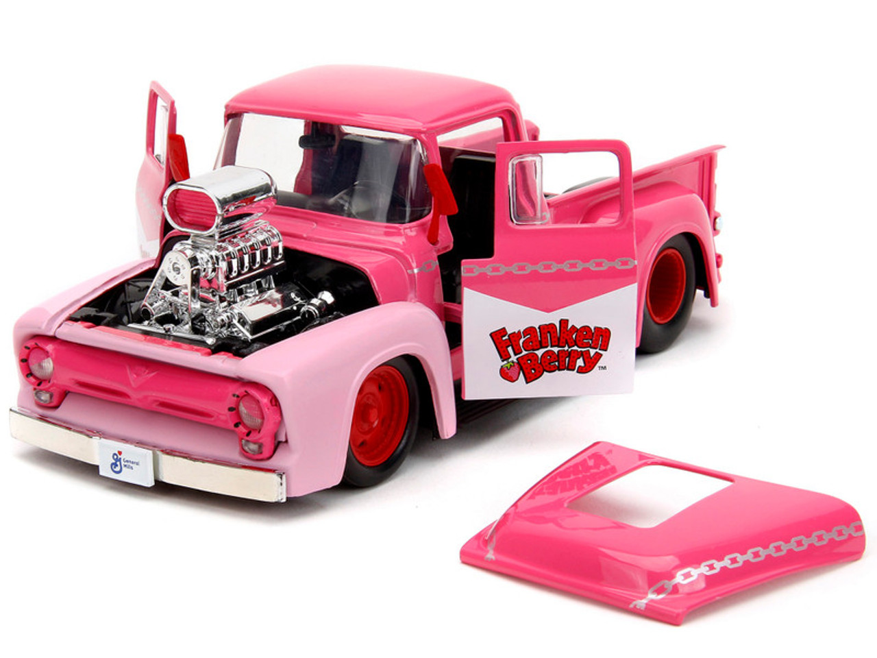 1956 Ford F-100 Pickup Truck Pink with Graphics and Franken
