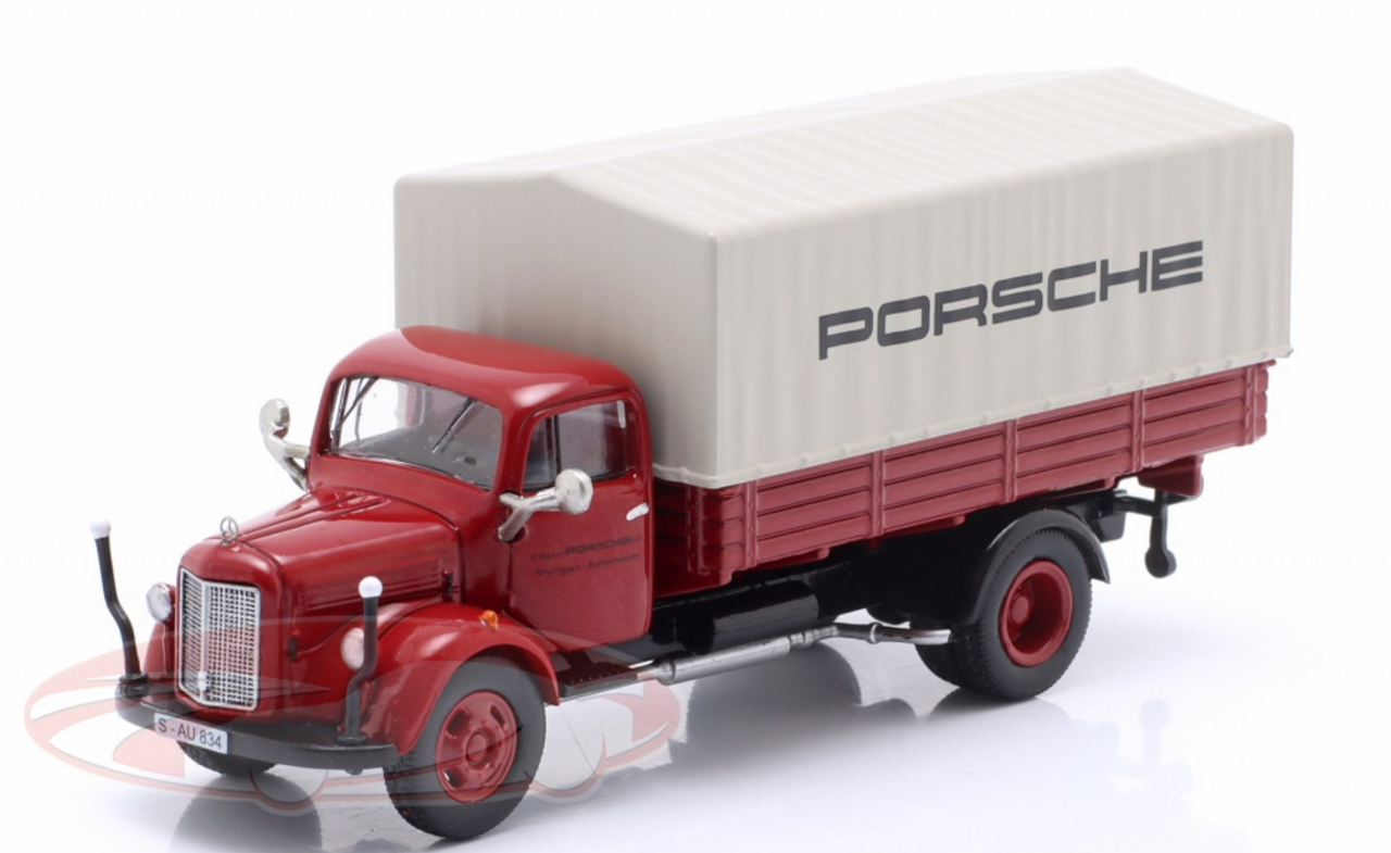 1/87 Schuco Mercedes-Benz L3500 Flatbed Truck with Tarpaulin (Porsche Red) Car Model