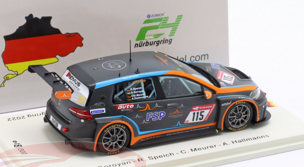 1/43 Spark 2022 Volkswagen VW Golf 7 GTI TCR #115 24h Nürburgring SR MSC Sinzig Car Model