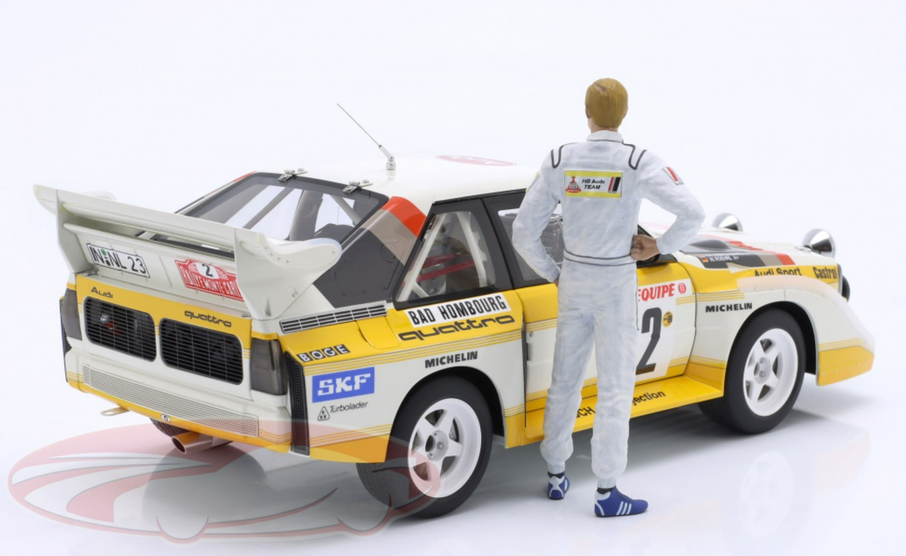 1/18 AUTOart 1986 Audi Quattro S1 #2 4th Rallye Monte Carlo Audi Sport Walter Röhrl, Christian Geistdörfer Special Edition Car Model with Figure