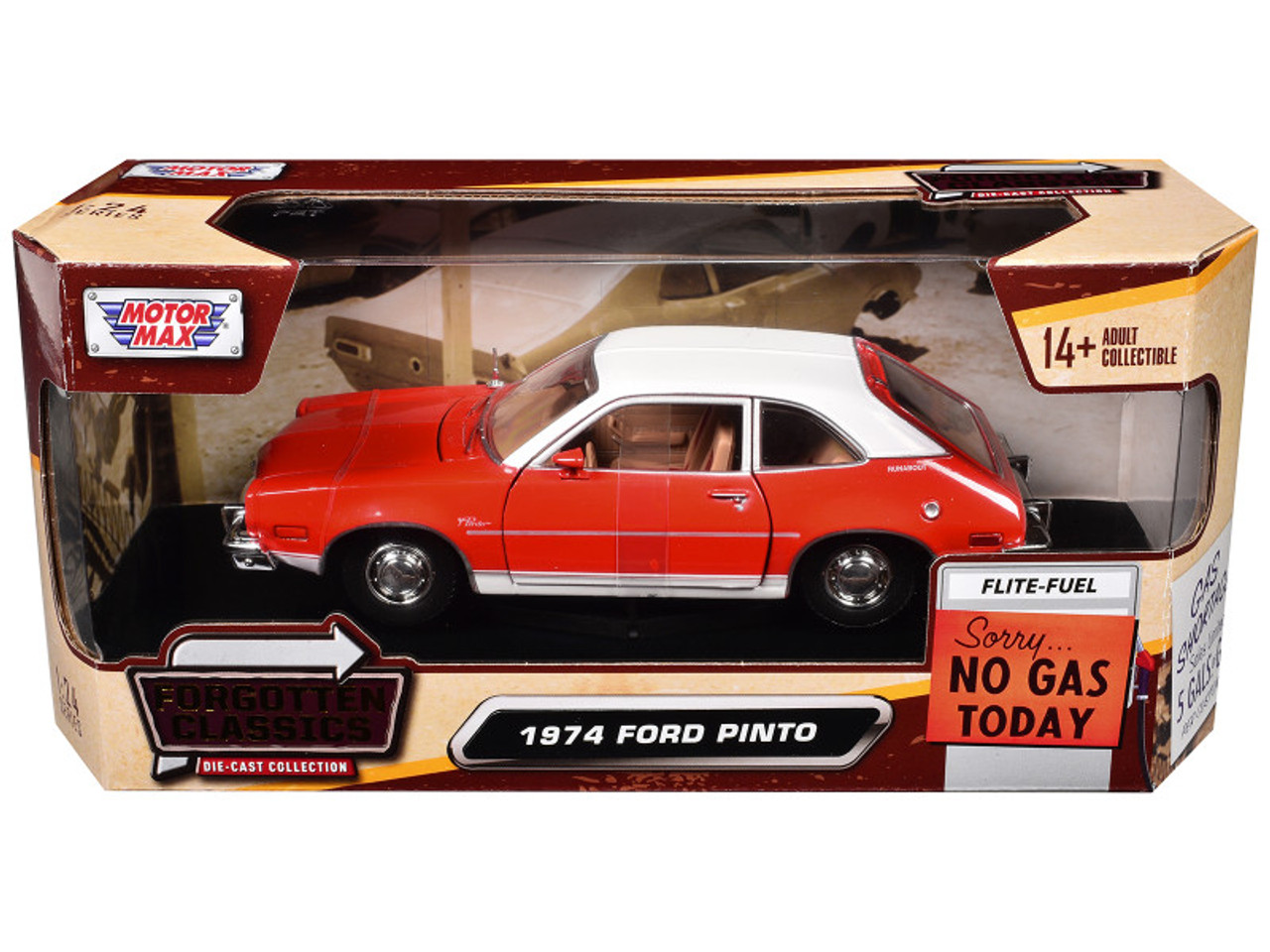 1/24 Motormax 1974 Ford Pinto (Orange with White Top