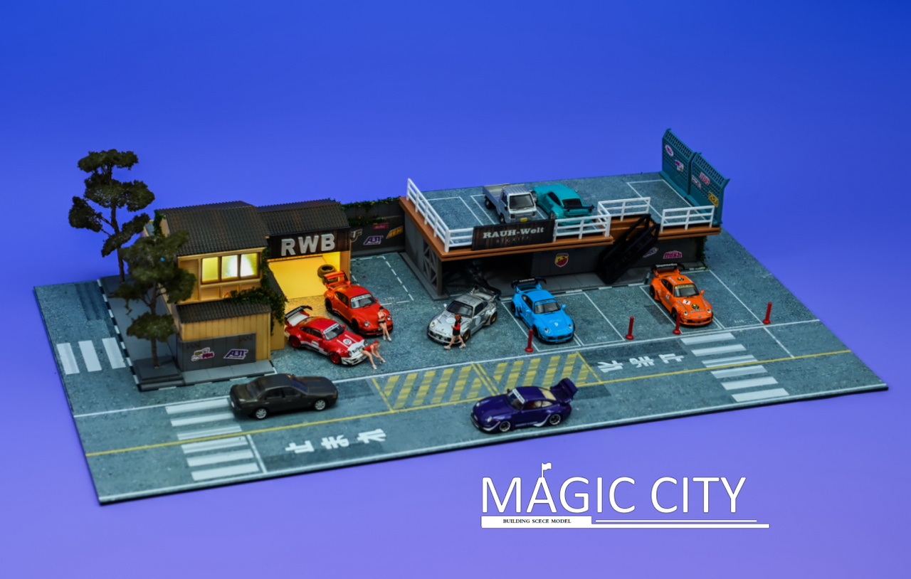 1/64 Magic City RWB Rauh-Welt Building Diorama (car models & figures NOT included)