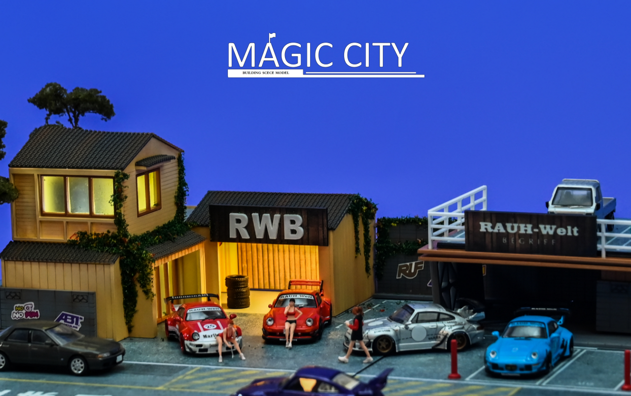 1/64 Magic City RWB Rauh-Welt Building Diorama (car models & figures NOT included)