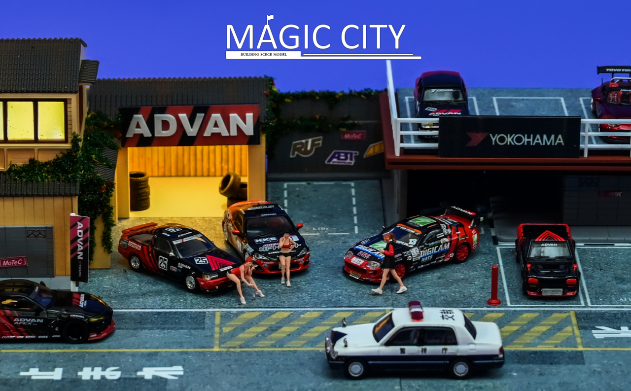 1/64 Magic City RWB Advan Building Diorama (car models & figures NOT included)