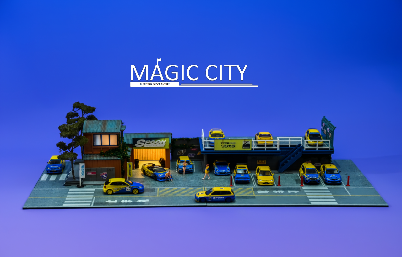 1/64 Magic City RWB Spoon Building Diorama (car models & figures NOT included)