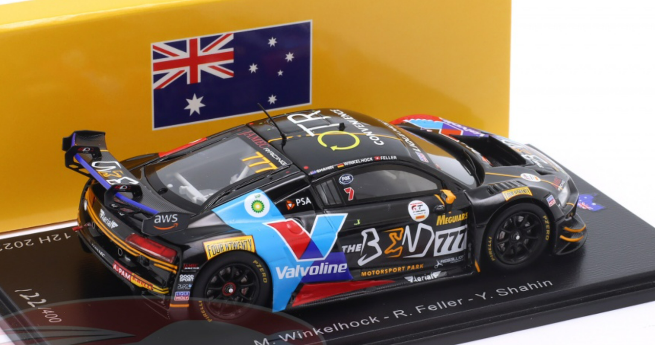 1/43 Spark 2022 Audi R8 LMS GT3 #777 7th Bathurst 12H Audi Sport Team Valvoline Markus Winkelhock, Ricardo Feller, Yasser Shahin Car Model