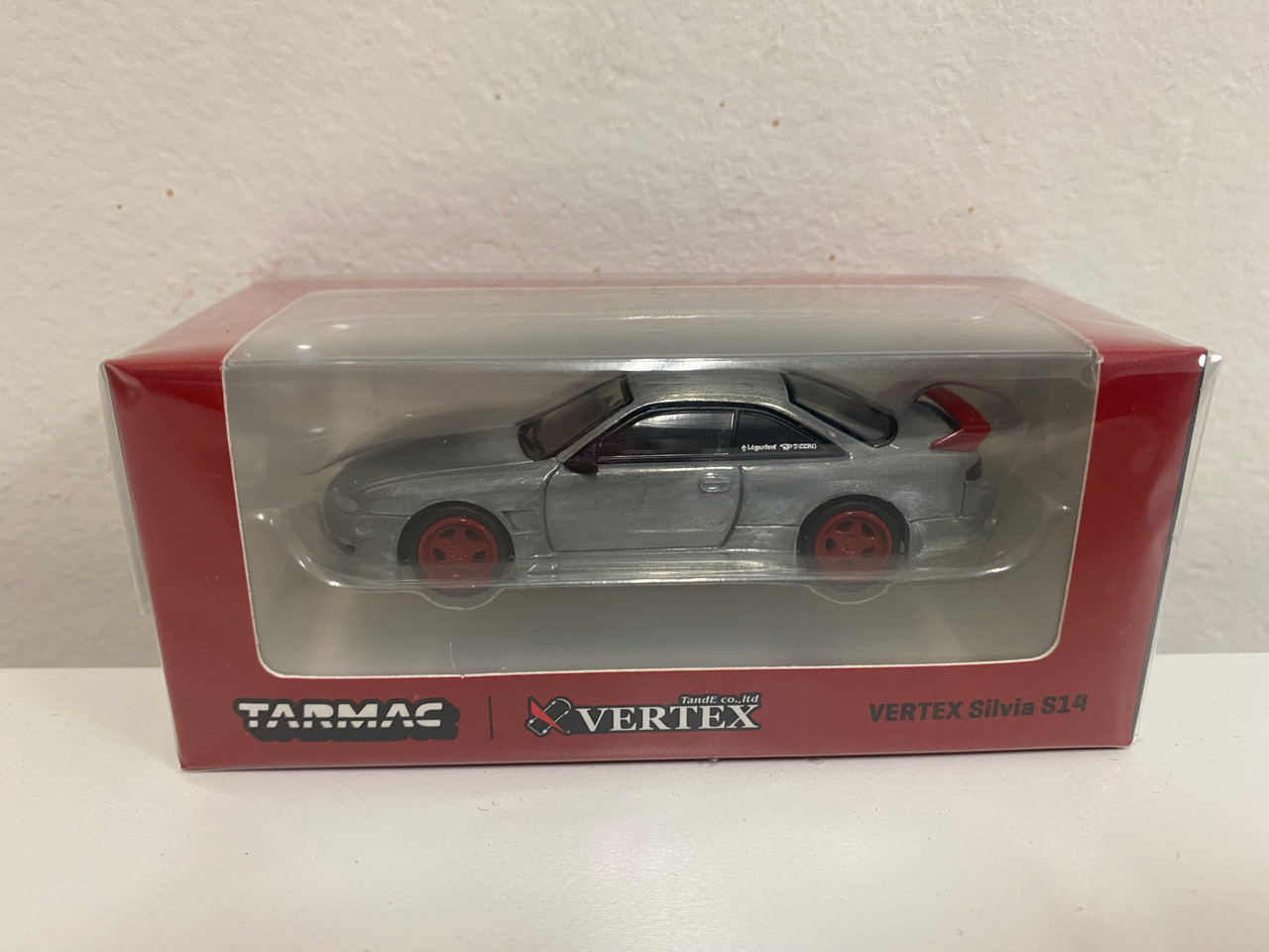 CHASE CAR Nissan VERTEX Silvia S14 RHD (Right Hand Drive) Red Metallic "Global64" Series 1/64 Diecast Model Car by Tarmac Works