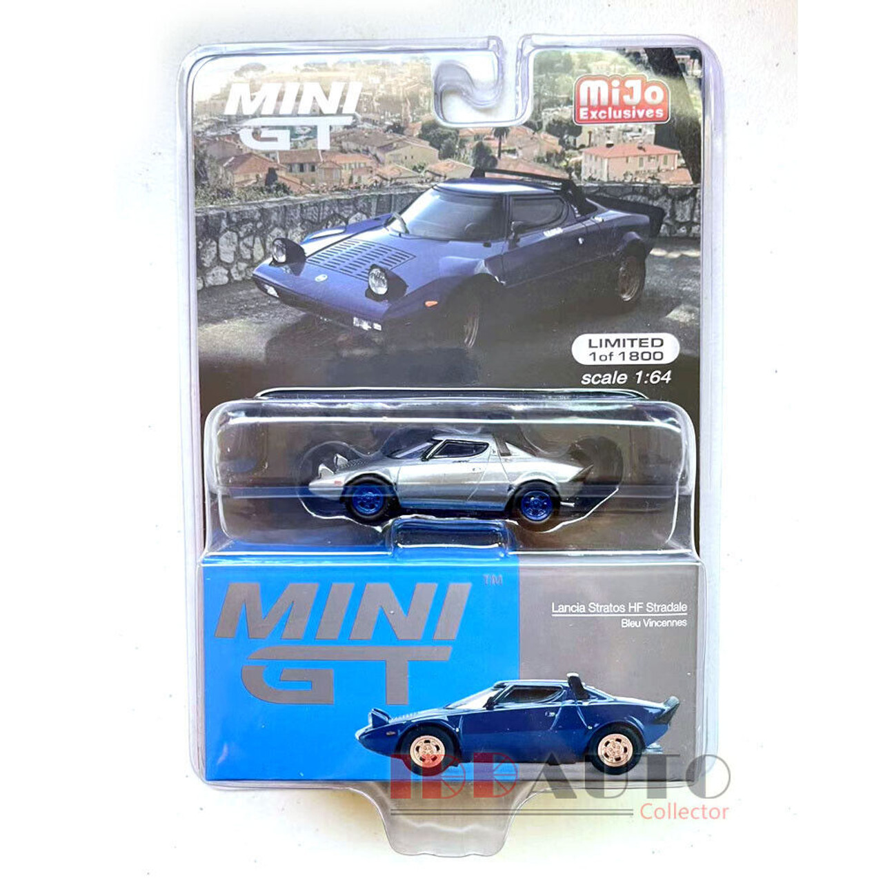 CHASE CAR 1/64 Mini GT Lancia Stratos HF Stradale Bleu Vincennes LHD Diecast Car Model