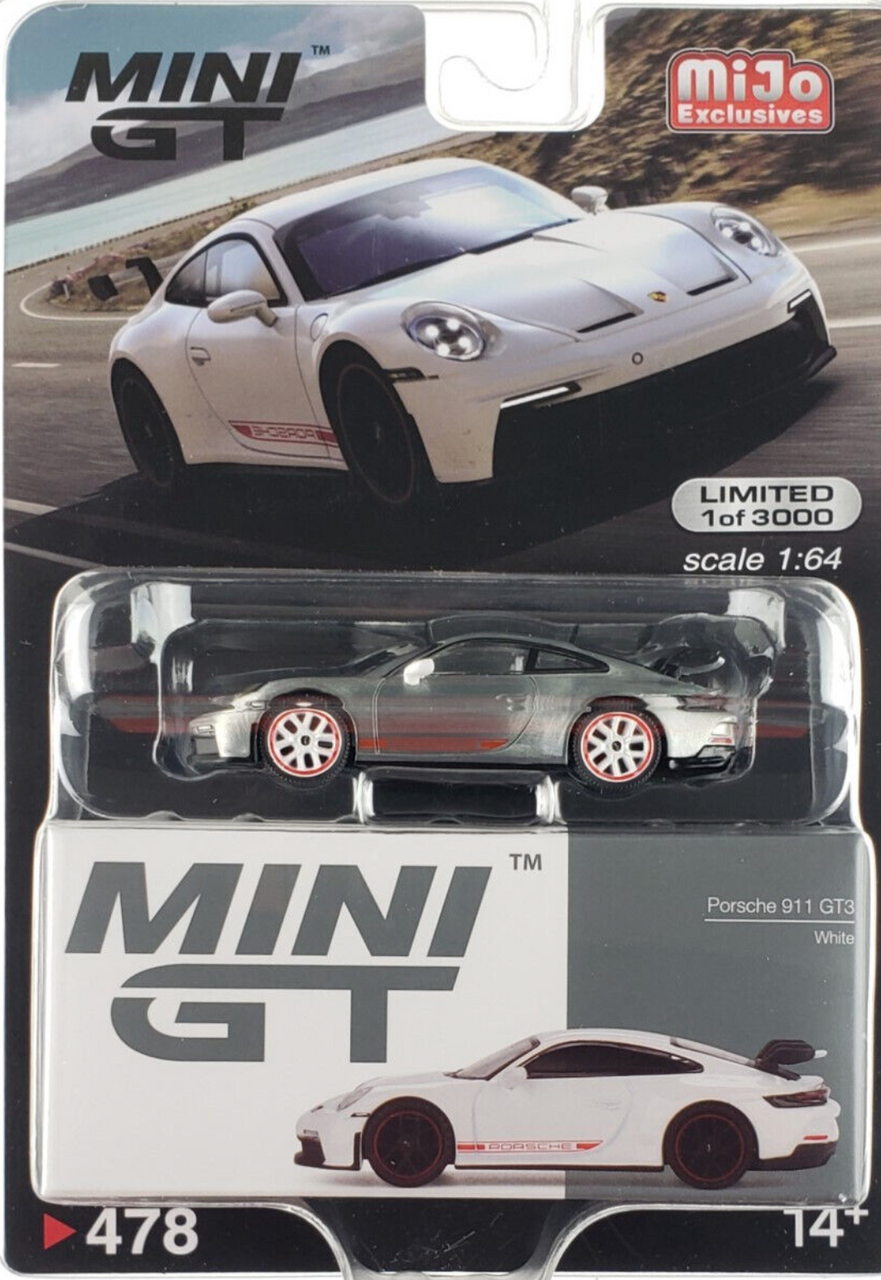 CHASE CAR 1/64 Mini GT Porsche 911 (992) GT3 White Diecast Car Model