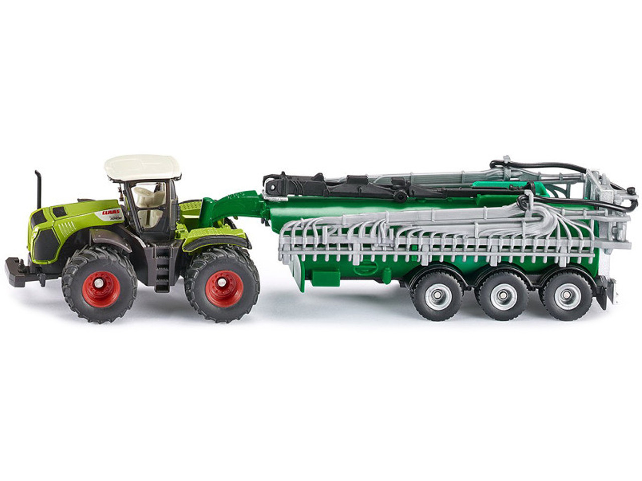 Claas 5000 Xerion Tractor Green and Black with Vacuum Tanker 1/87 (HO)  Diecast Model by Siku