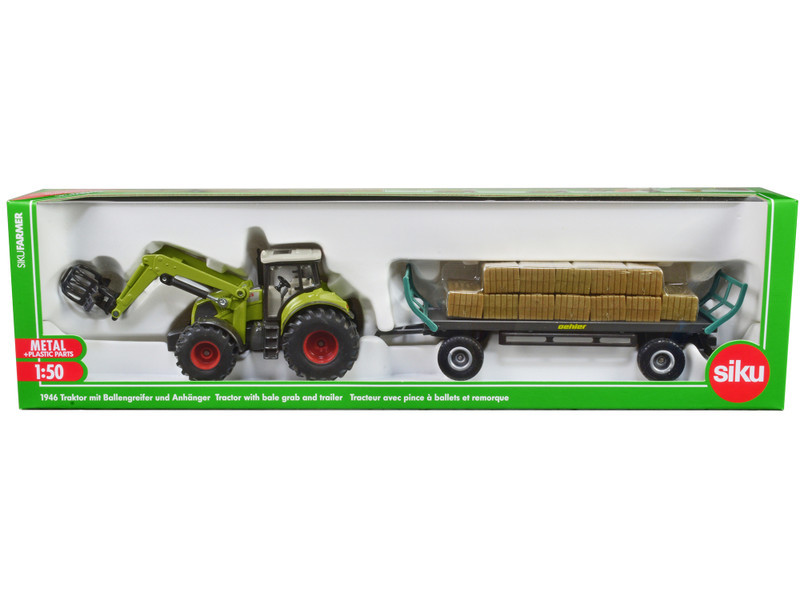 SIKU claas tractor axion＆cargo トラクター＆カーゴ Claas Tractor with Square Bale Grab Green and Oehler Bale Trailer
