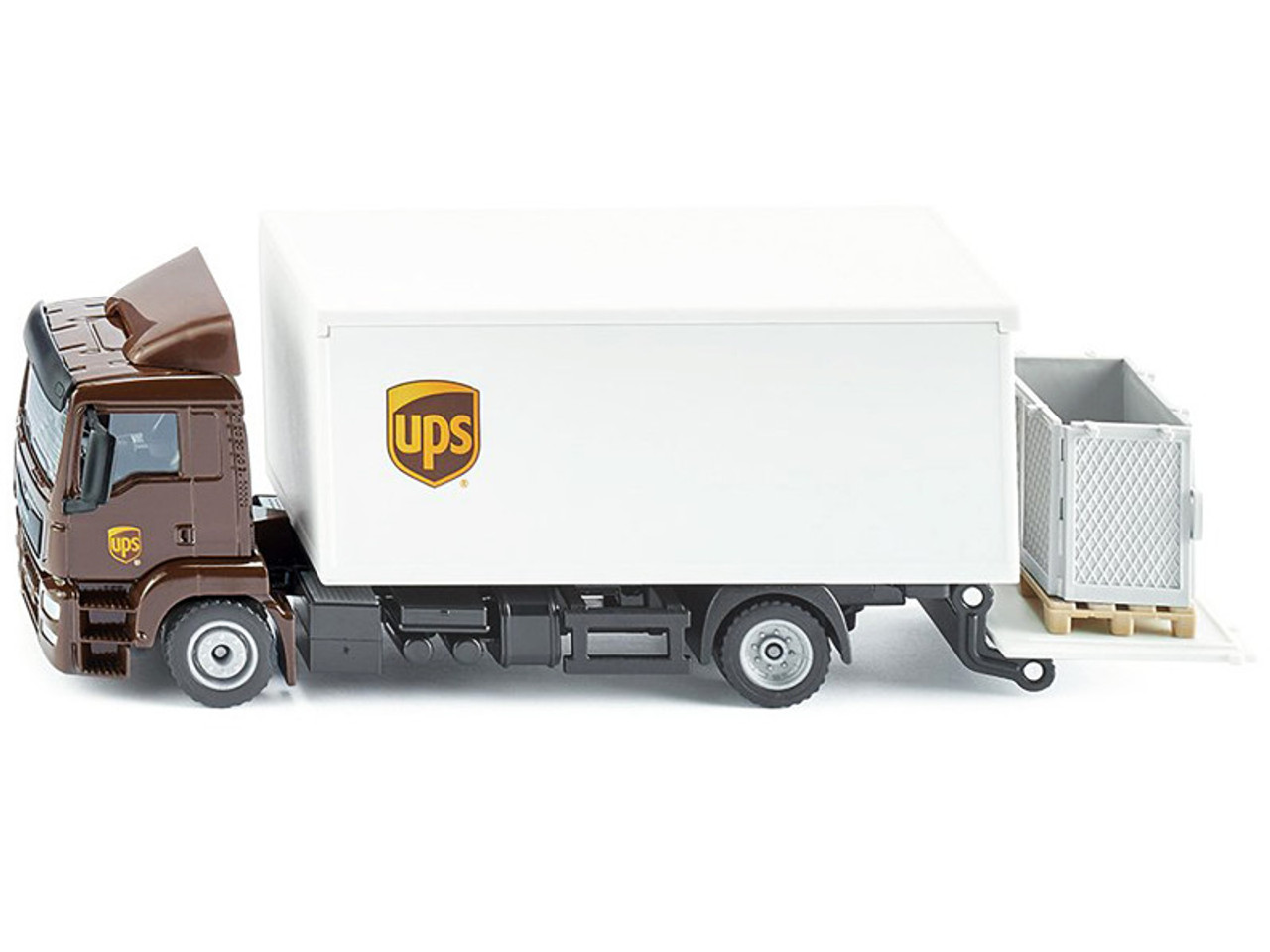 MAN Tractor Truck Brown with Box Body and Tail Lift "UPS" 1/50 Diecast Model by Siku