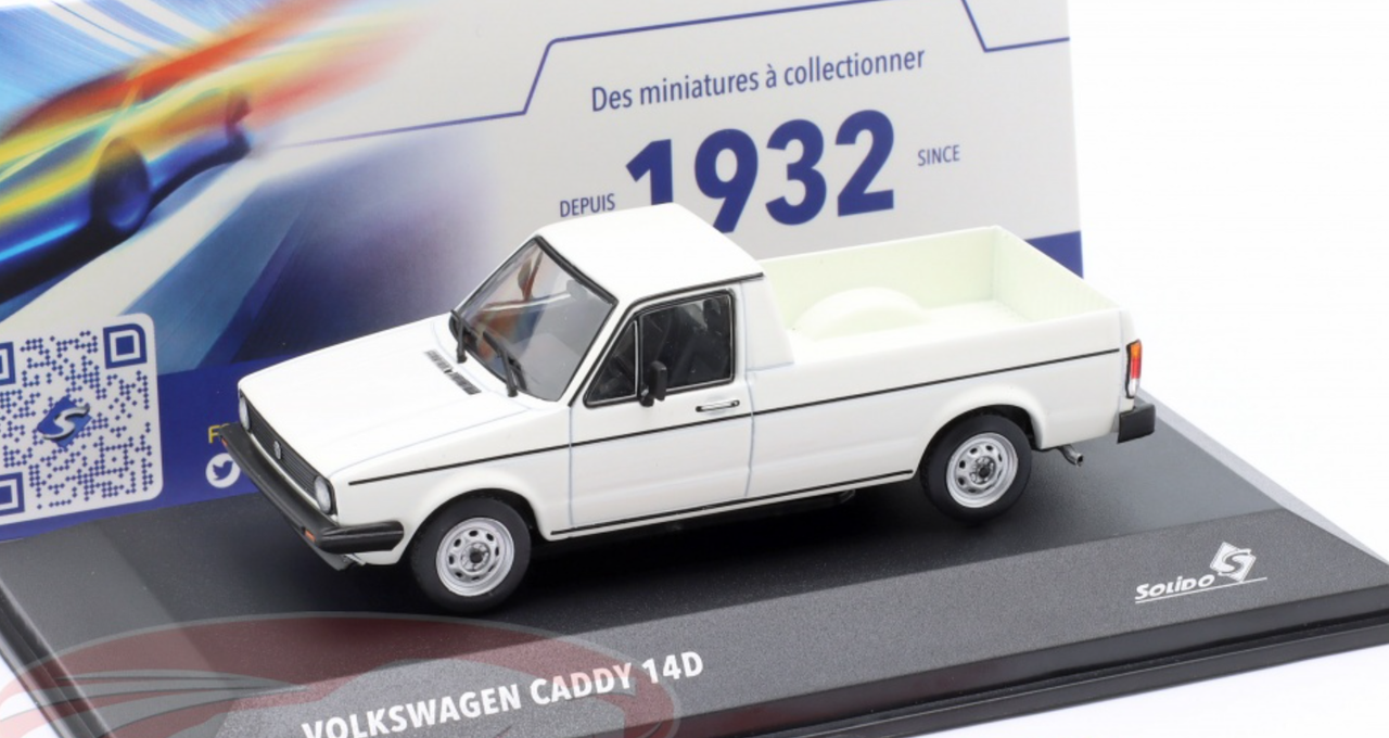 1/43 Solido 1990 Volkswagen VW Caddy (14D) Pick-Up (White) Diecast Car Model