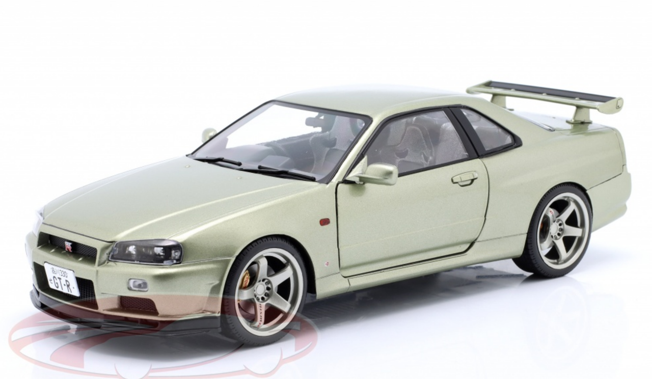 1/18 Solido 1999 Nissan Skyline GT-R (R34) RHD (Light Green Metallic) Car Model