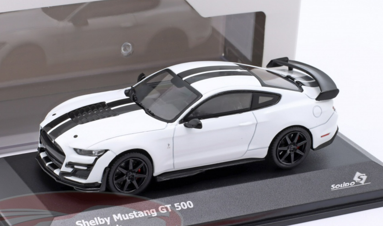 1/43 Solido 2020 Ford Shelby Mustang GT500 Fast Track (White with Black Stripes) Diecast Car Model