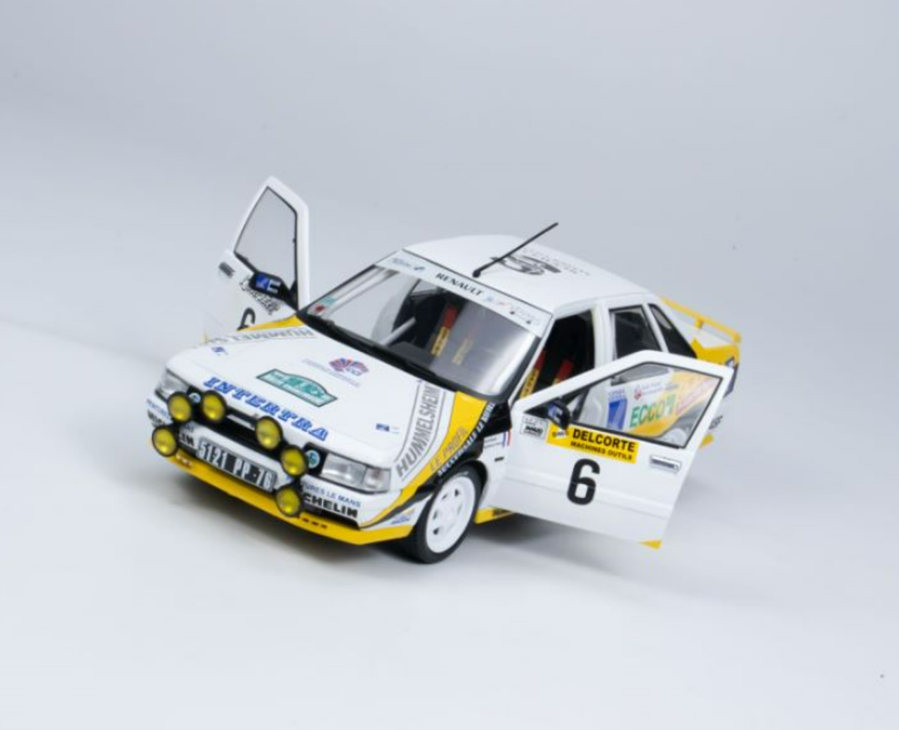 1/18 Solido 1991 Renault 21 Turbo #6 3rd Rallye Charlemagne Michel Rats, Gérard Bourdaud Diecast Car Model