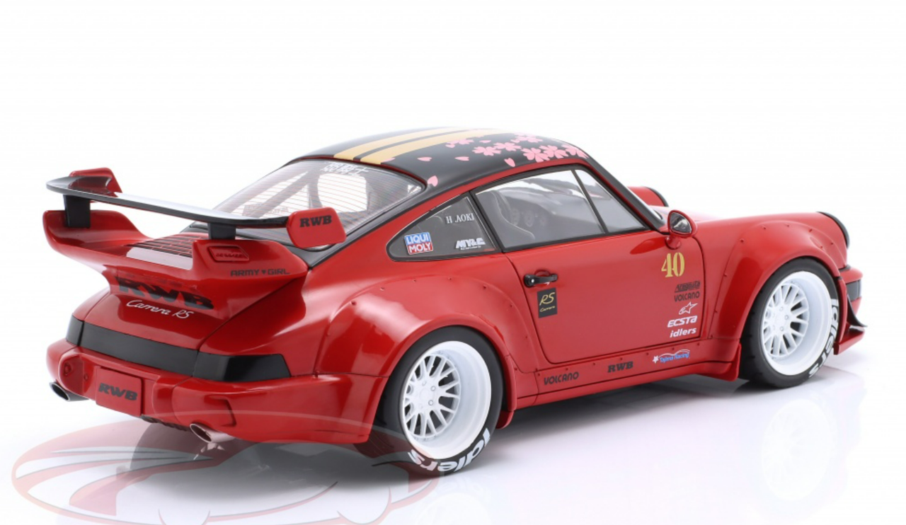 1/18 Solido 2021 Porsche 911 (964) RWB Rauh-Welt Red Sakura Diecast Car Model