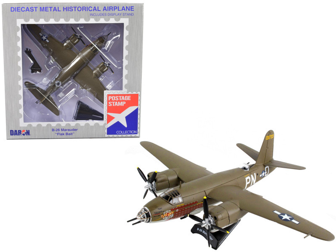 Martin B-26 Marauder Bomber Aircraft "Flak Bait" United States Army Air Forces 1/107 Diecast Model Airplane by Postage Stamp