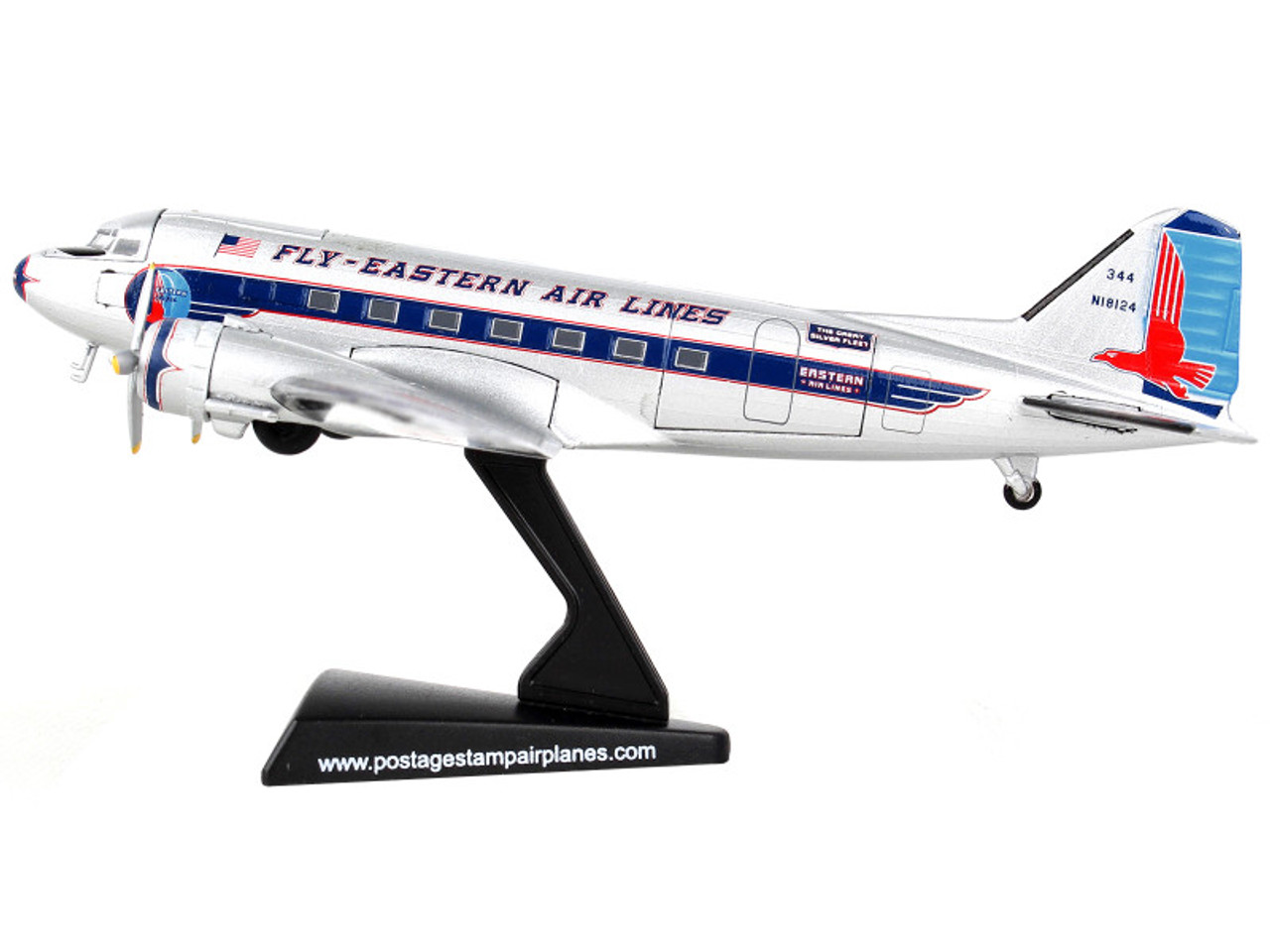 Douglas DC-3 Passenger Aircraft "Eastern Airlines" 1/144 Diecast Model Airplane by Postage Stamp