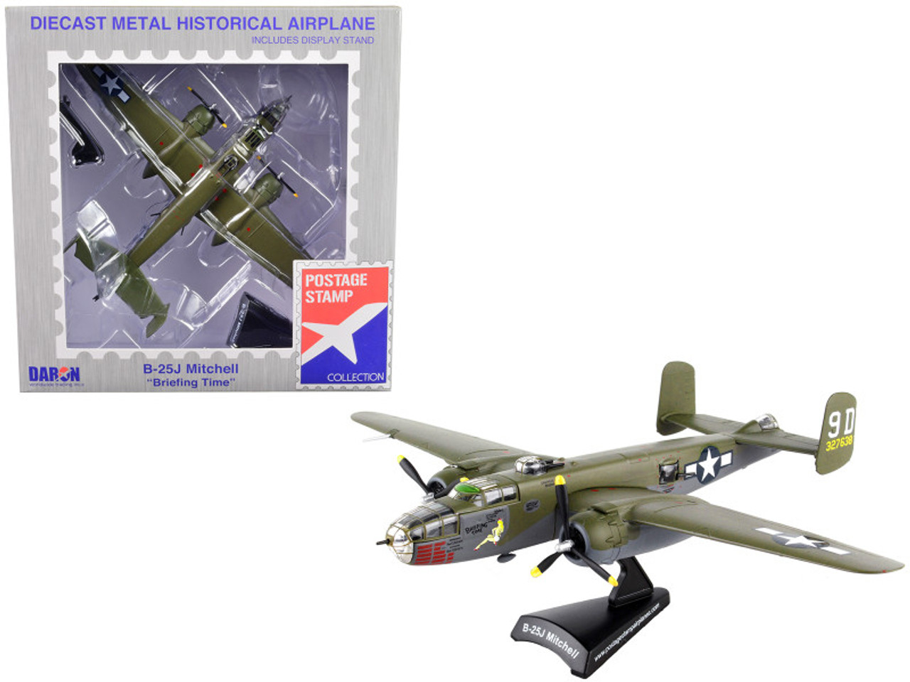 North American B-25J Mitchell Bomber Aircraft Briefing Time United States  Air Force 1/100 Diecast Model Airplane by Postage Stamp 