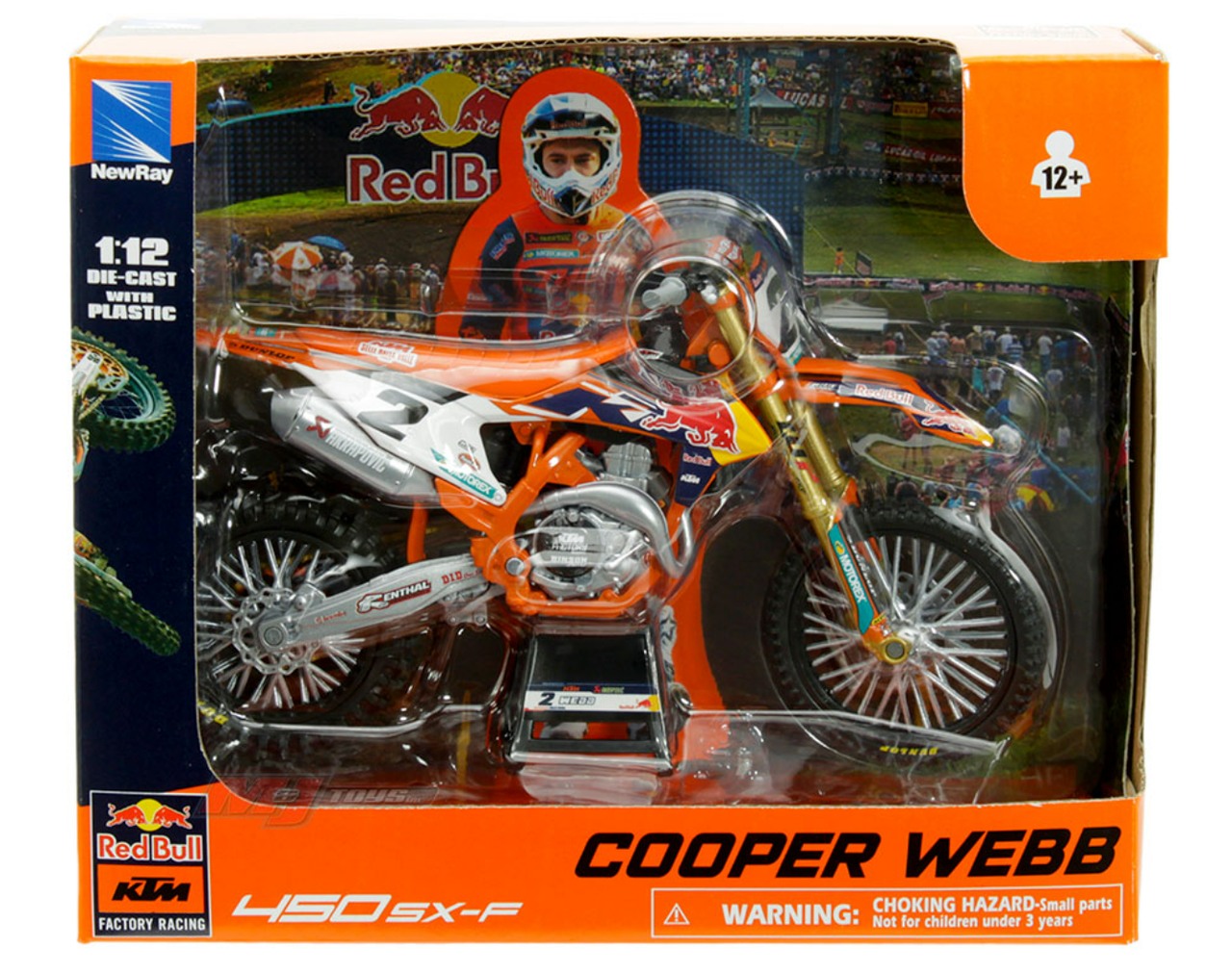 1/12 New Ray KTM 450 SX-F Factory Racing Red Bull #2 Cooper Webb Car Model 