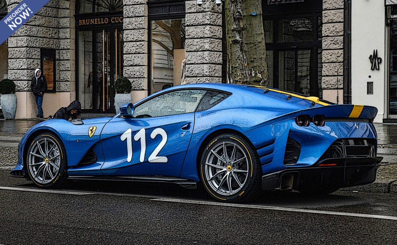 1/18 BBR 2023 Ferrari 812 Competizione Tailor Made #112 (Blue & Yellow) Resin Car Model