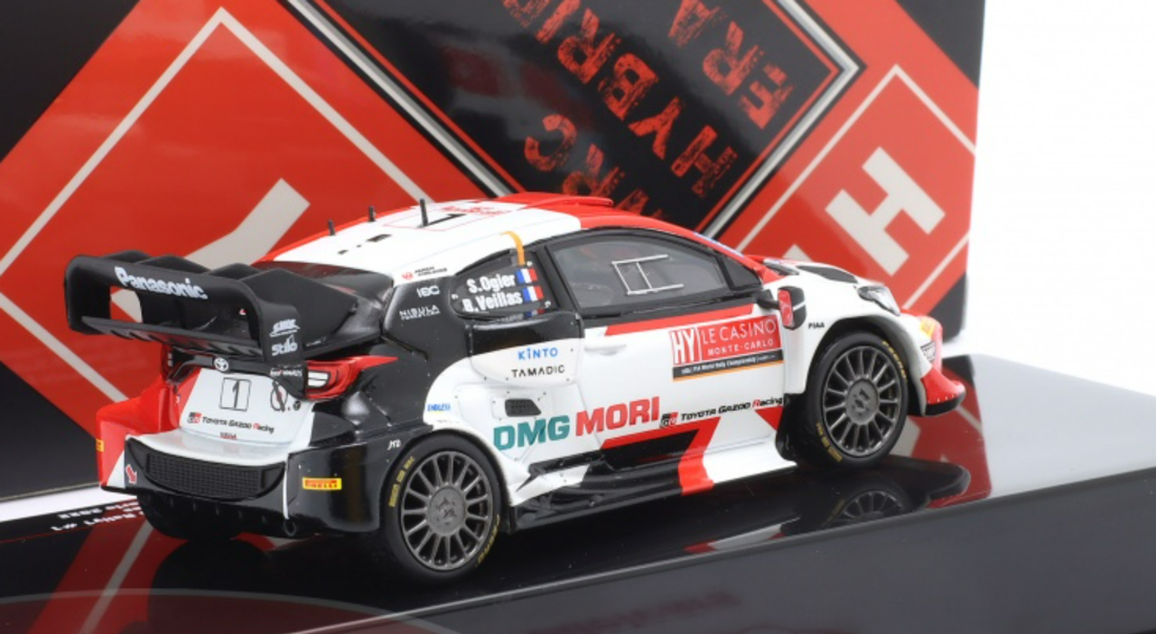 1/43 Ixo 2022 Toyota GR Yaris Rally1 #1 2nd Rallye Monte Carlo Toyota Gazoo Racing WRTSébastian Ogier, Benjamin Veillas Car Model