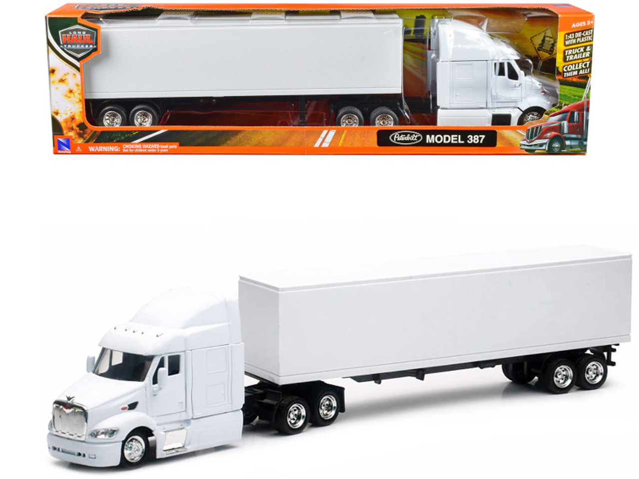 Peterbilt 387 Truck with Dry Goods Trailer White "Long Haul Trucker" Series 1/43 Diecast Model by New Ray $29.84