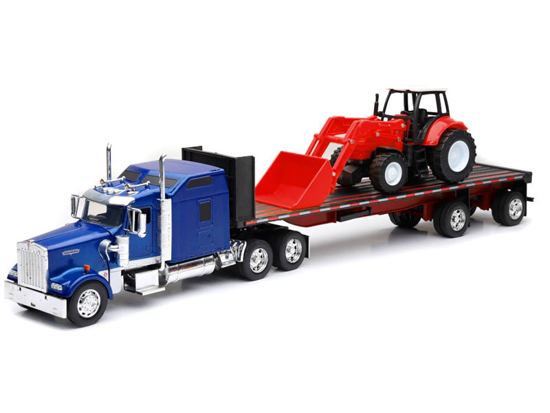 KENWORTH W900 ミニカー　Long Hauler Kenworth W900 Log Hauler with Grabber White with Log Accessories
