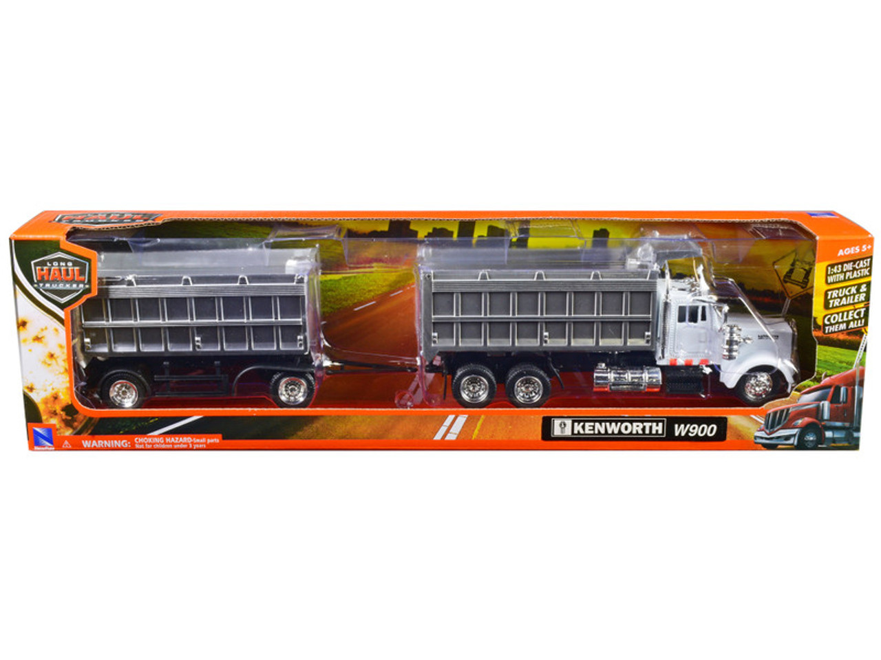Kenworth W900 Dump Truck with Twin Dump Body White and