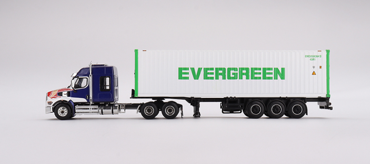 1/64 Mini GT Western Star 49X (Blue) with 40' Reefer Container “EVERGREEN" Diecast Car Model